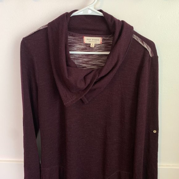 Max Studio Maroon Weekend Cowl Neck Long Sleeve Dress - Picture 5 of 7